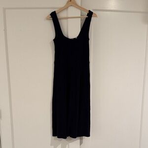 Vince Black Ribbed Scoop Midi Dress